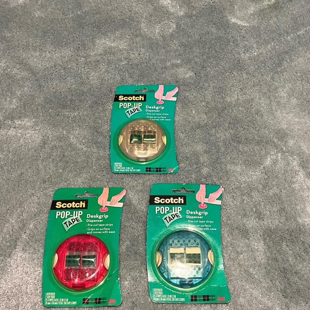 3 x Scotch Pop Up Tape Deskgrip Dispensers